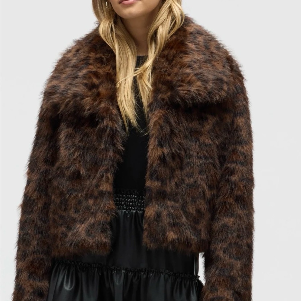 NVLT Brown Leopard Print Teddy Jacket